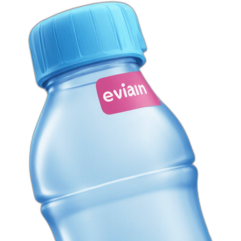 Evian Water Bottle blue with label emoji