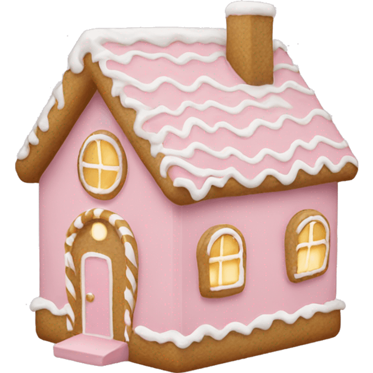 light pink and gold and white gingerbread house emoji