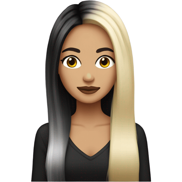 split dye half blonde half black hair on a lady emoji