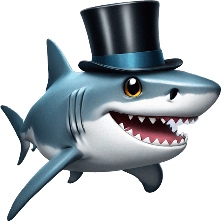 Shark with a top hat emoji