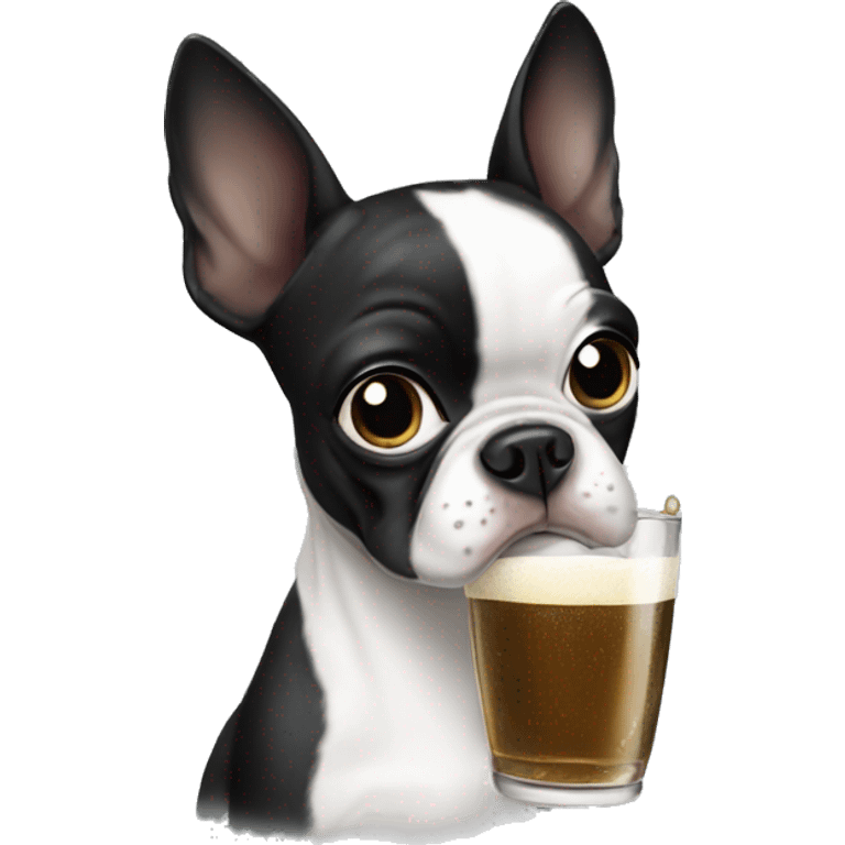 Boston terrier drinking emoji