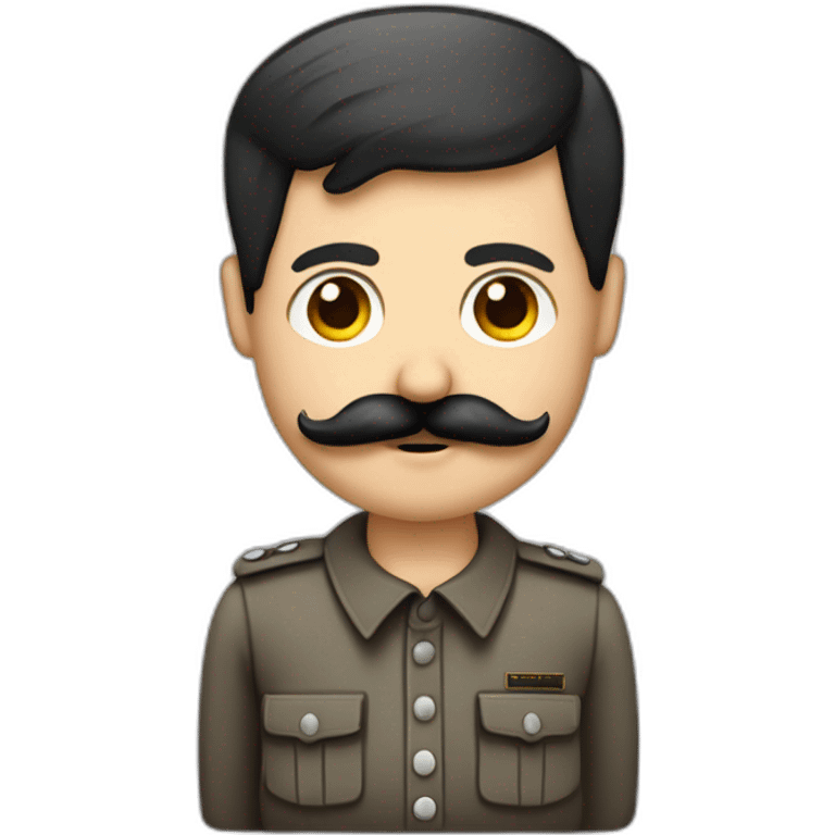 Hitler Homme cheveux noirs plaqué sur le côté moustache carré en chemise emoji