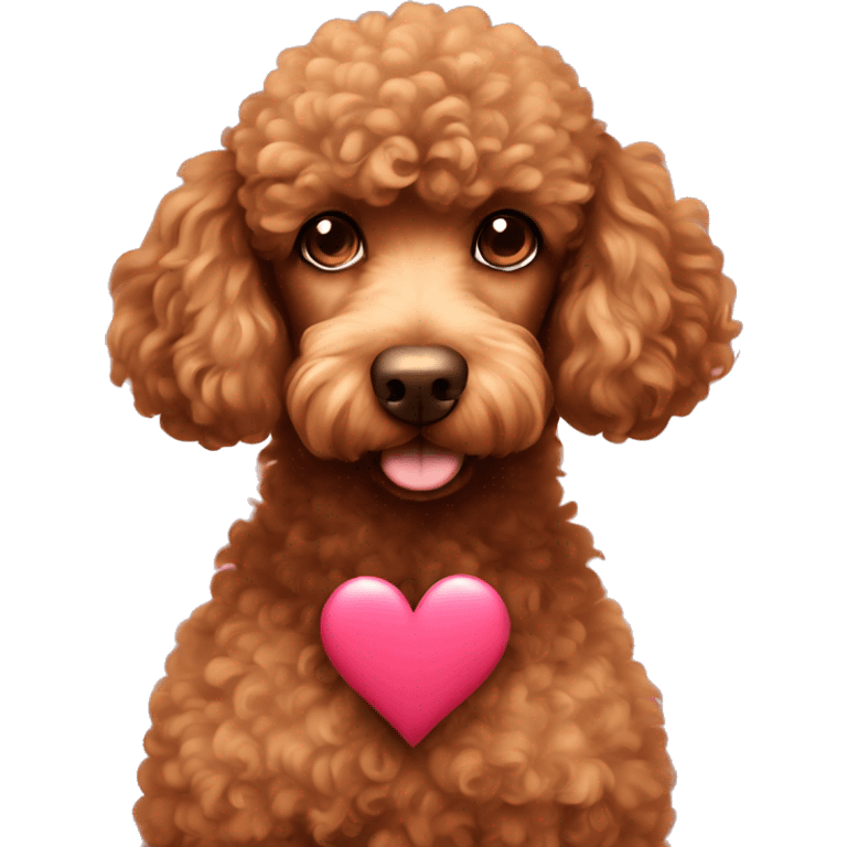 Brown poodle with heart emoji