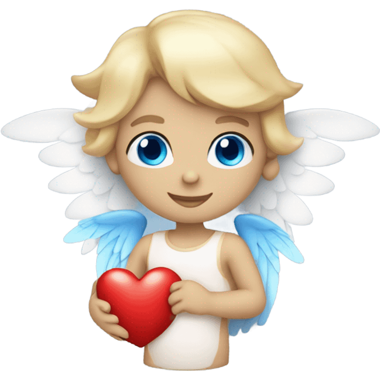 flying pale cupid with blue eyes and red heart arrow  emoji