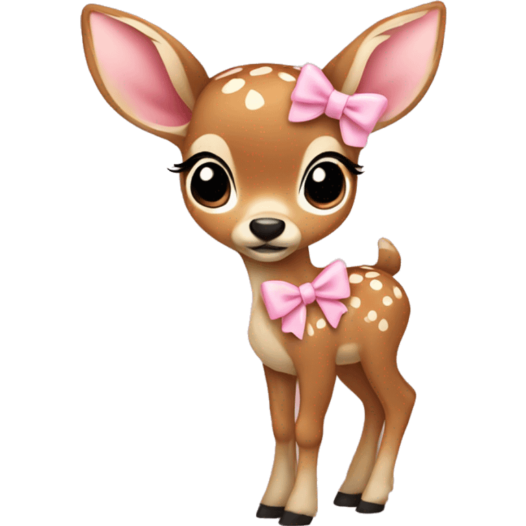 fawn with baby pink bow emoji