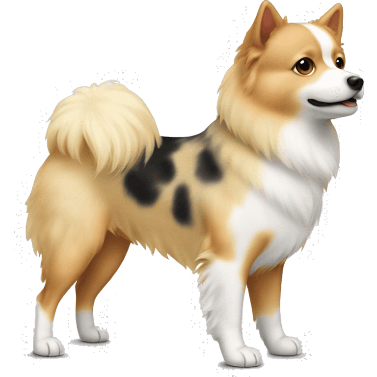 White and blonde spots spitz standing  emoji