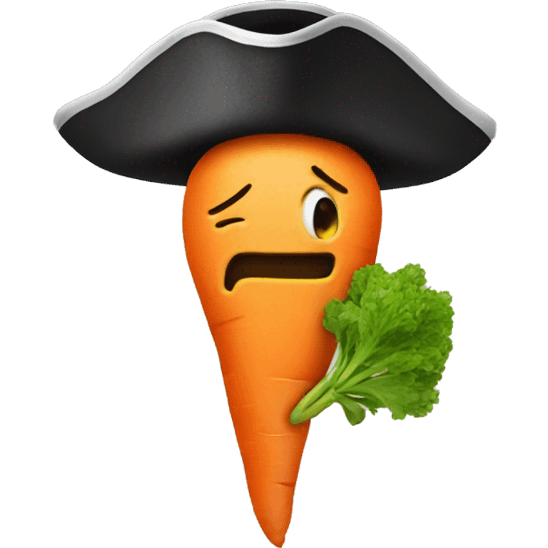 emoji with a pirate hat and big nose holding a carrot emoji