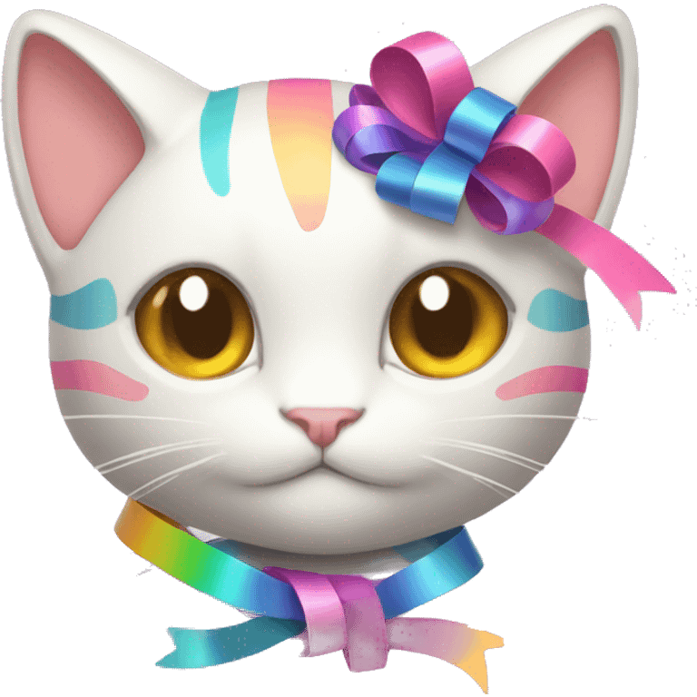 Shiny colorful Mew with ribbons emoji