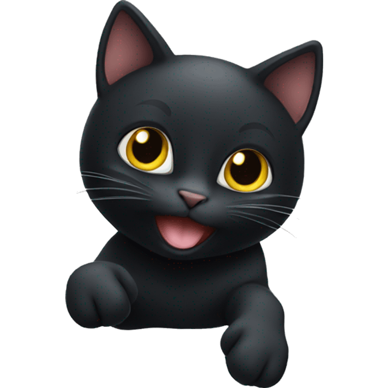 Black cat playing emoji