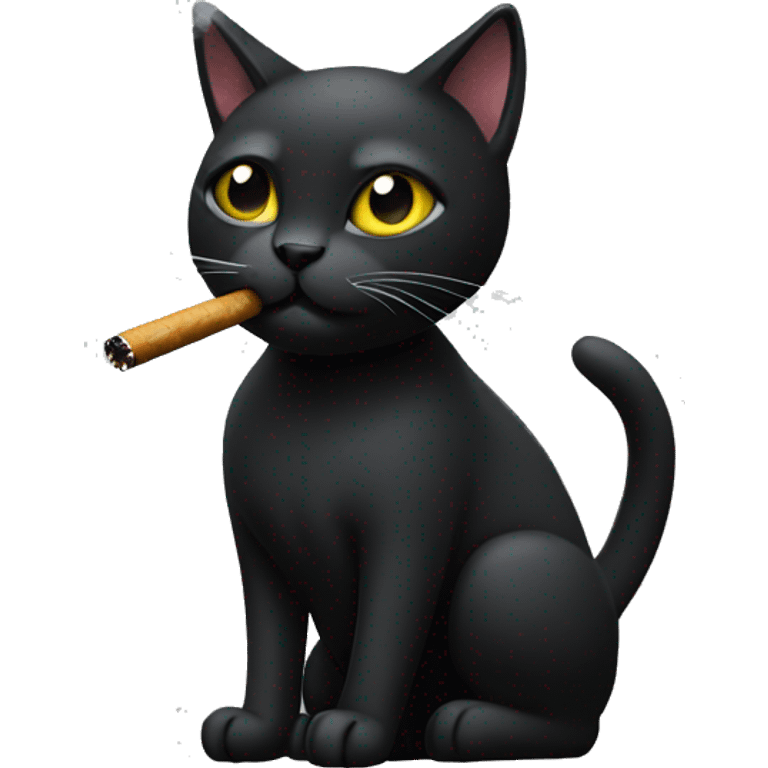 Black cat smoking emoji