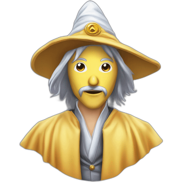 satoshi nakamoto dress like a wizard with a v a for vendeta mask emoji