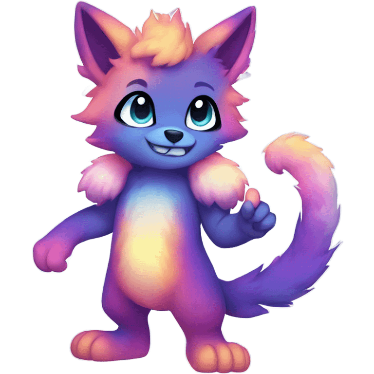 gradient-Sparkle-nebula-fursona anthropomorphic furry Fakémon full body emoji