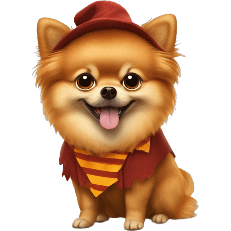 Pomeranian dressed as Rony Weasley emoji