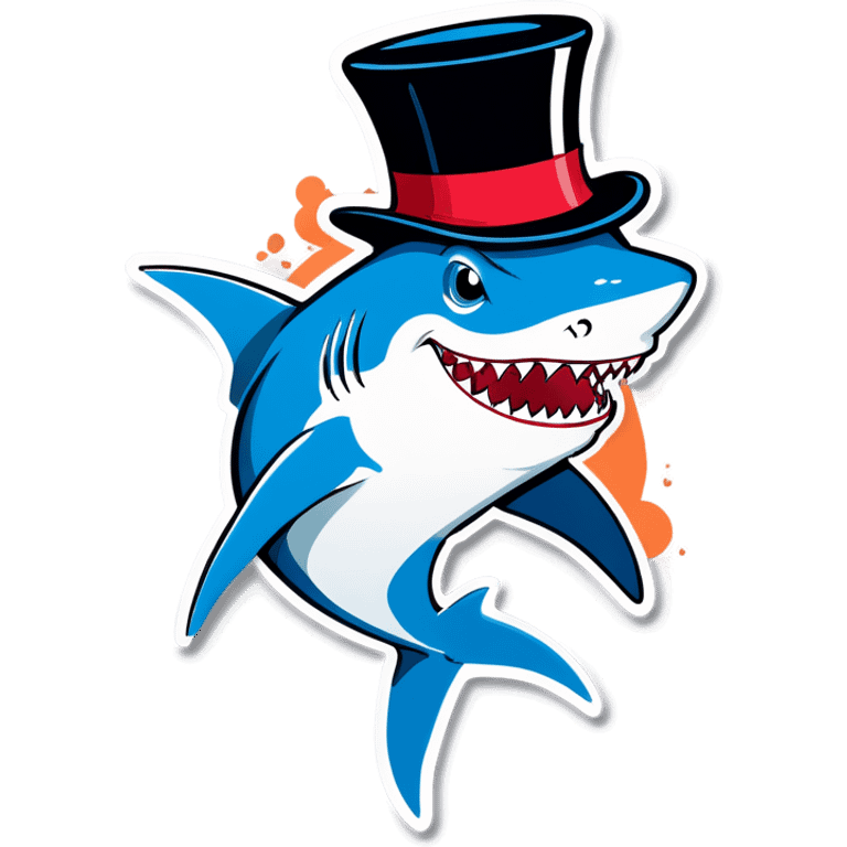 Shark with a top hat emoji