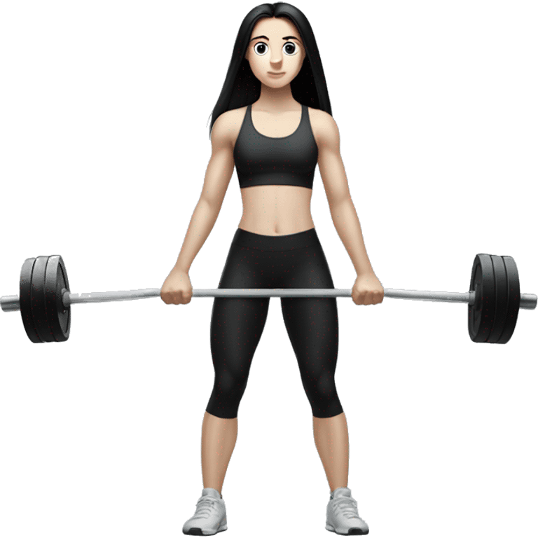 Pale girl with long black hair deadlift emoji