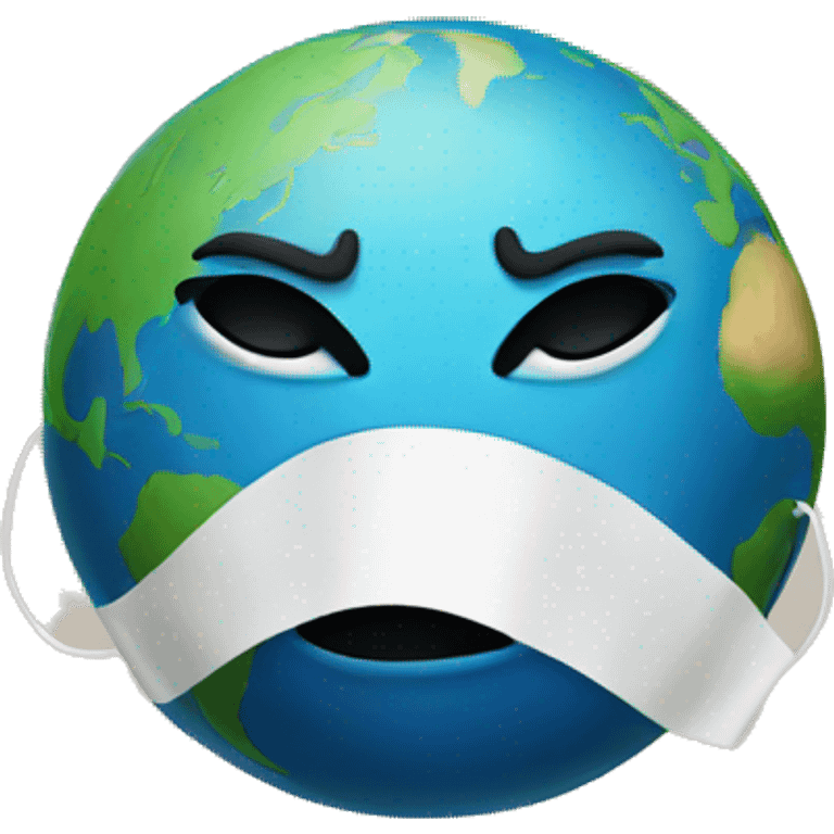 crying Earth wearing a mask emoji