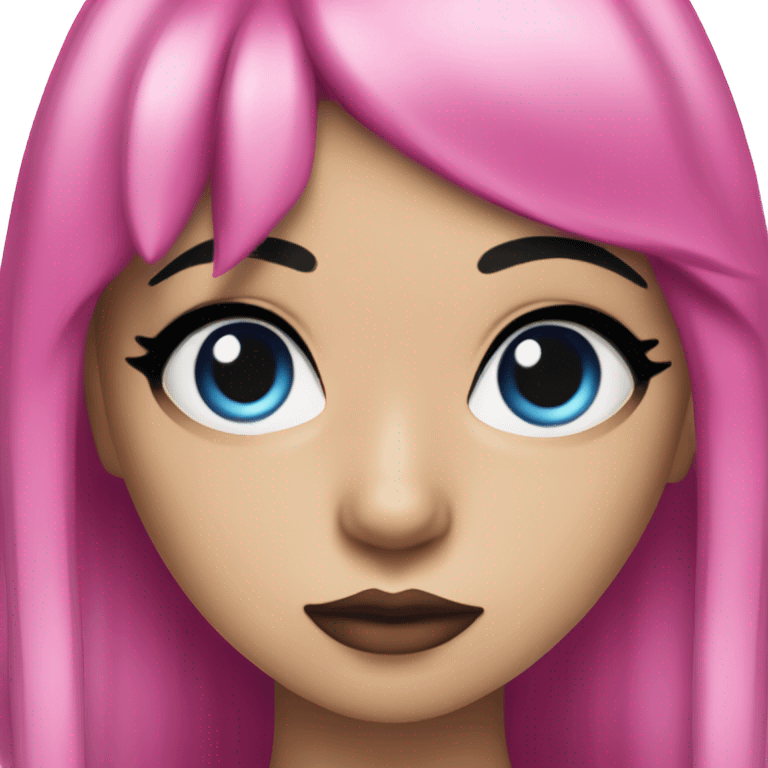 Blue eyed long eye lashes pout blonde and pink hair pale hime gyaru girl, hot pink and yellow split-dyed hair, nose ring, elf ears, dark makeup, punk clothes emoji