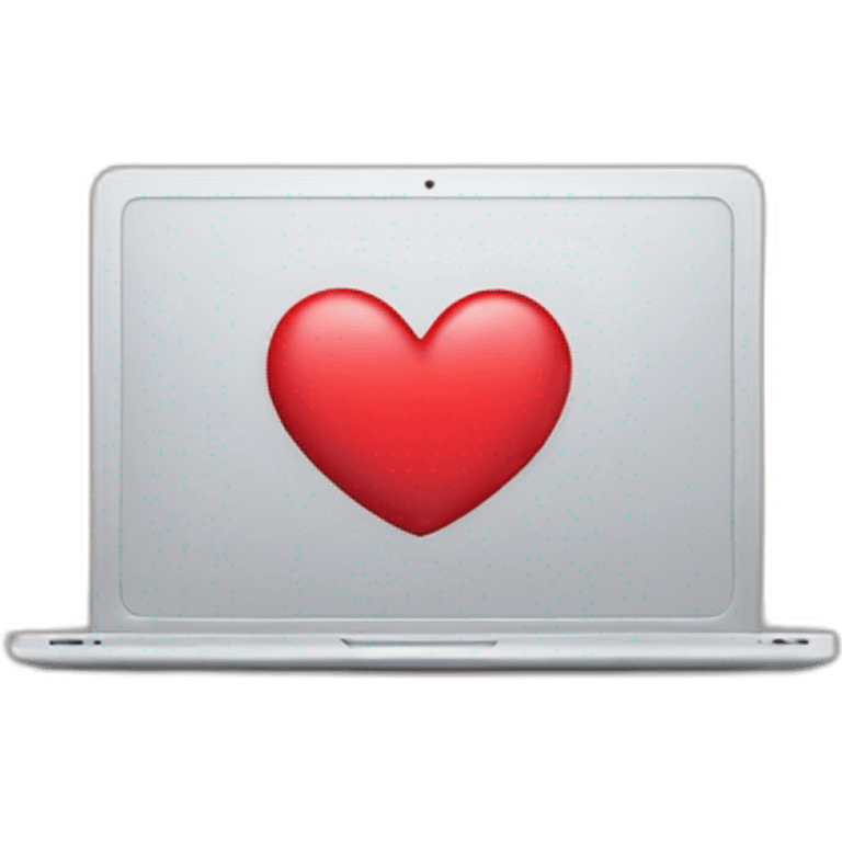 emoji working behind laptop with a big heart logo laptop emoji