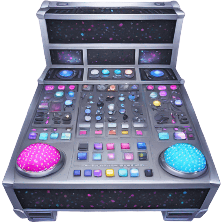 Realistic isolated DJ Sound control console with pink,blue,and purple sparkling diamonds and rhinestones on it. emoji