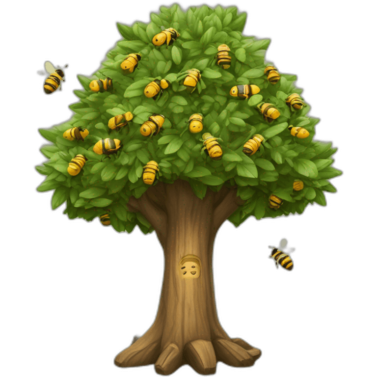 Arbol Algarrobo histórico con abejas tiernas  emoji