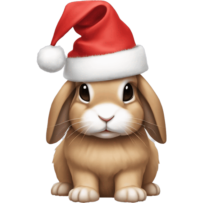 Mini lop rabbit in a Christmas hat emoji