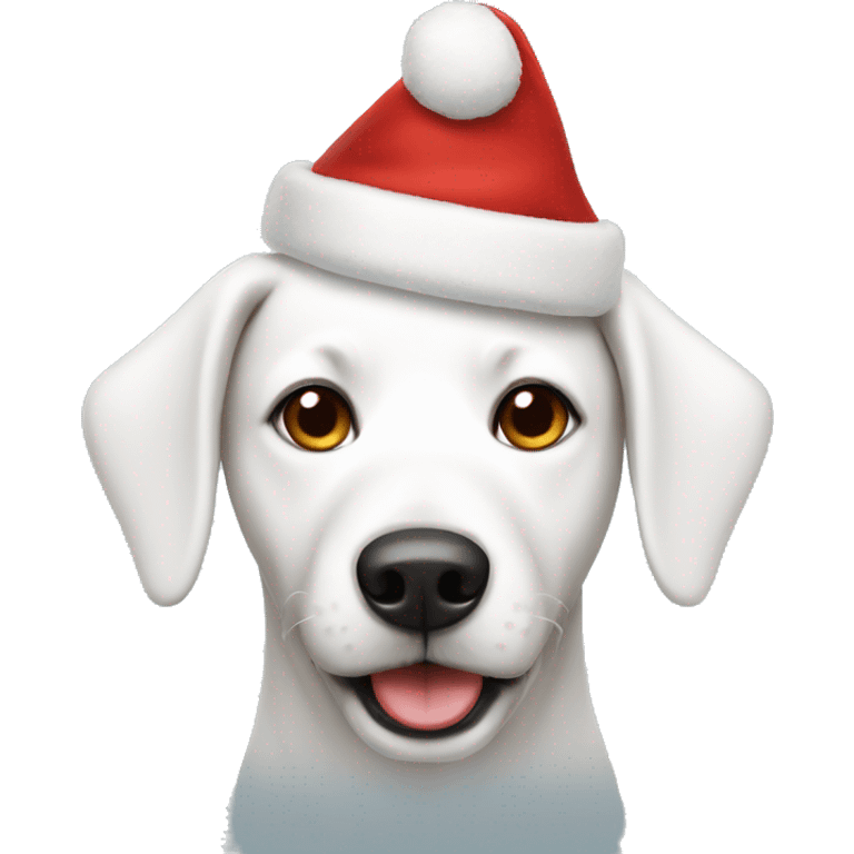 White dog Christmas hat emoji