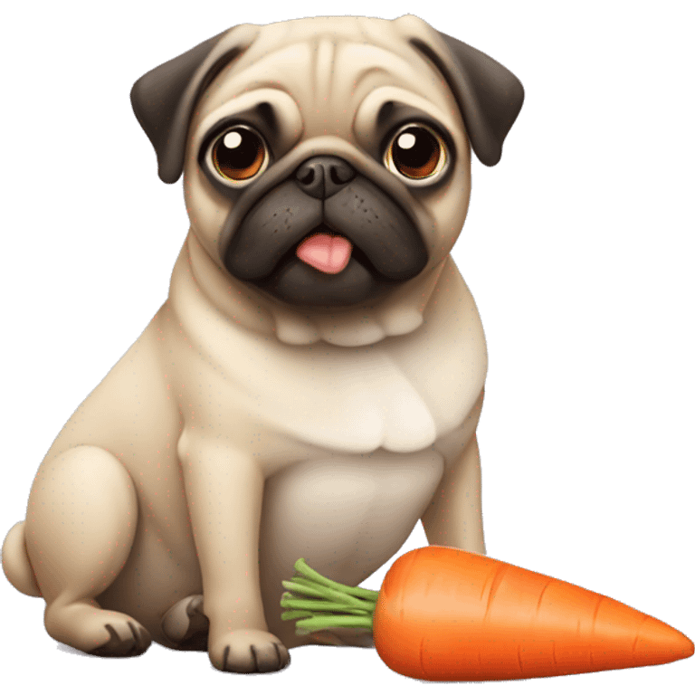 pug with a carrot emoji