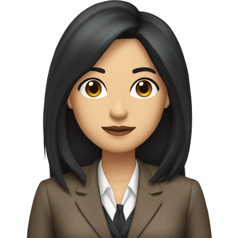 Female defense attorney with long black hair with brown suit emoji