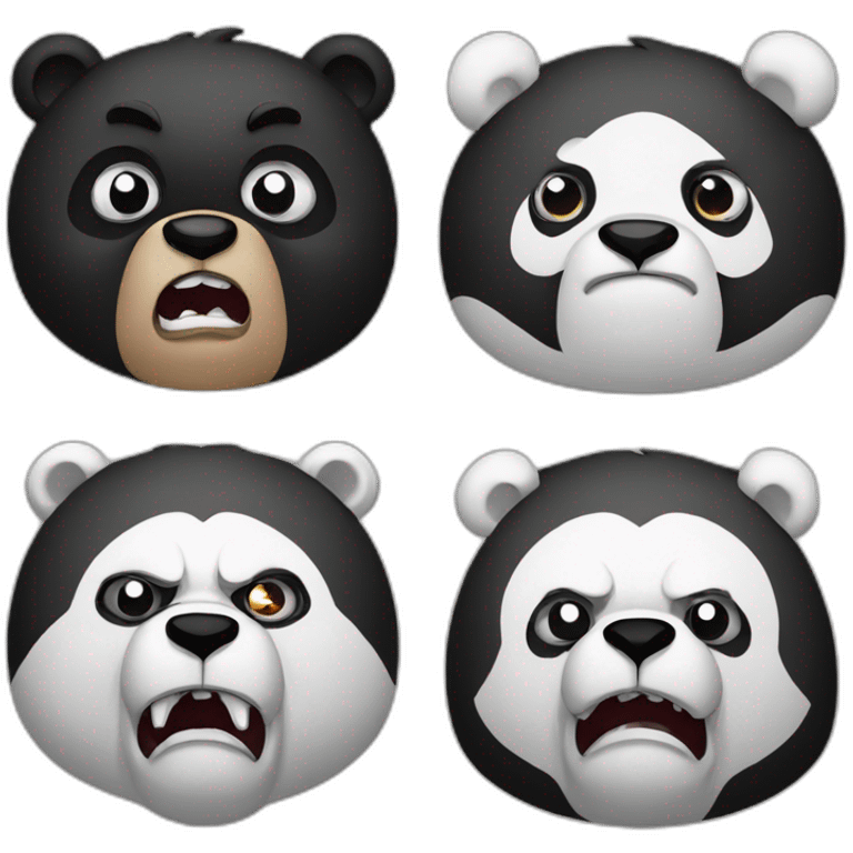 angry halfe face bear angry half face panda emoji