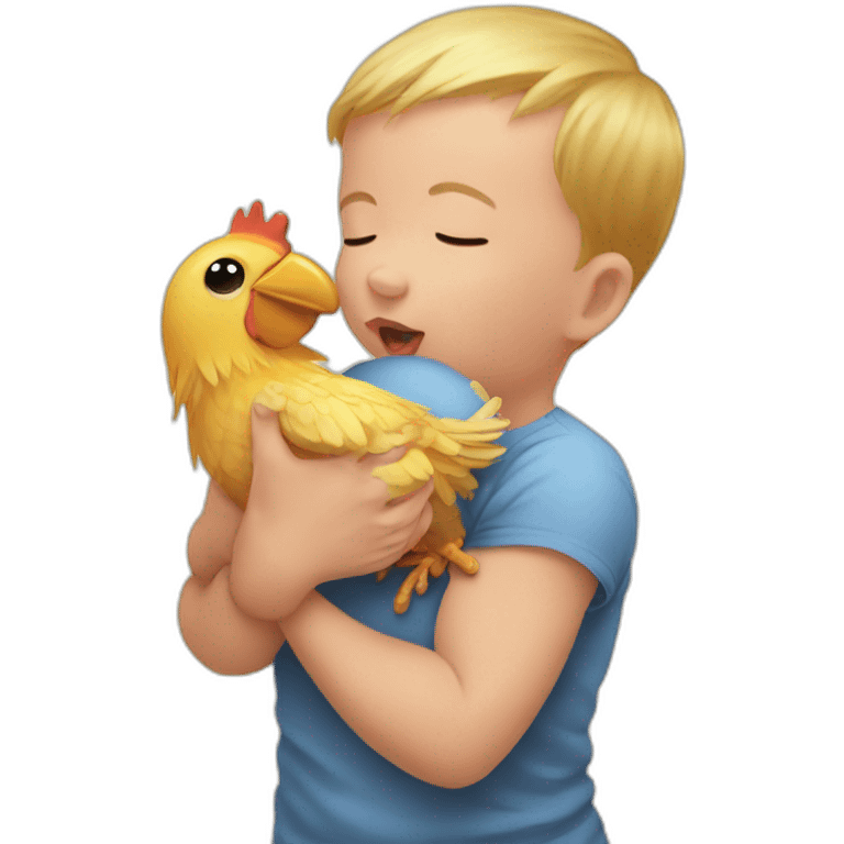 baby grabbing neck of chicken emoji