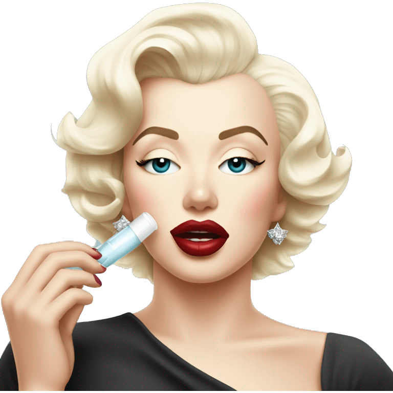 Marilyn Monroe applying skincare her lips are closed emoji