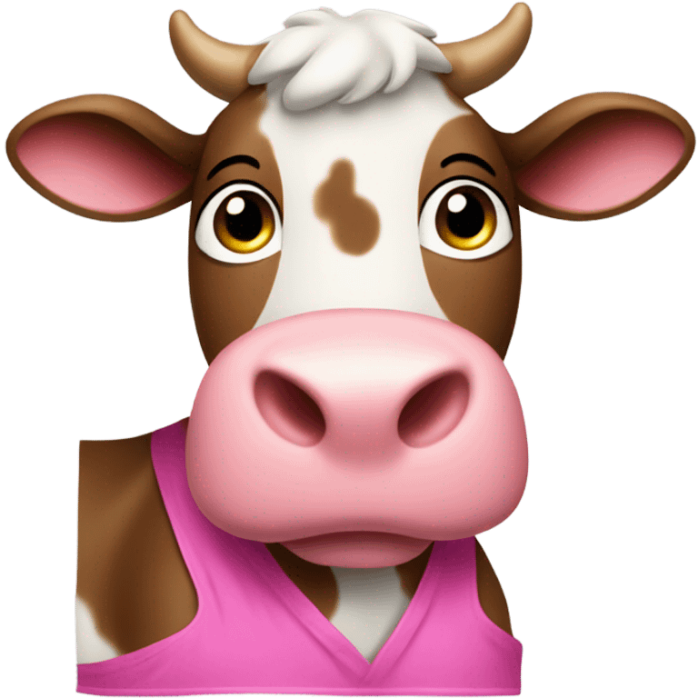 Cow with pink scrubs emoji