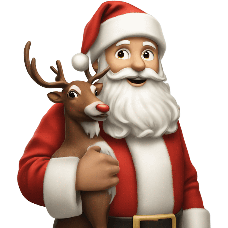 Hyper Realistic Santa Claus with Rudolf emoji