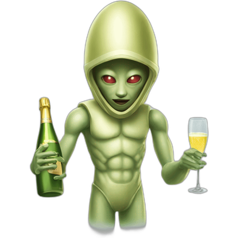 Extraterrestre qui boit du champagne emoji