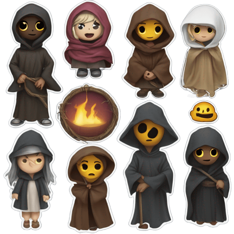 Cultist, a girl in monk's clothing, a hooded cloak, horror, witch, Flexy Sticker emoji