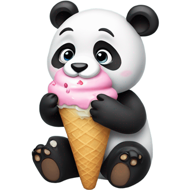 Panda eating ice cream emoji