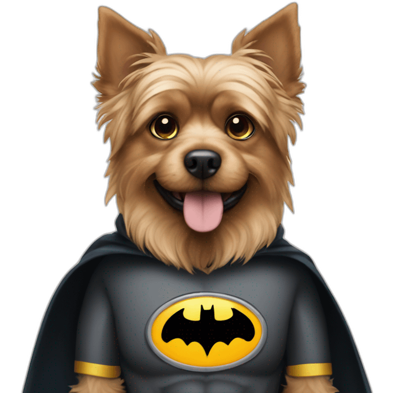 Dog male Yorkshire with Batman Costume emoji