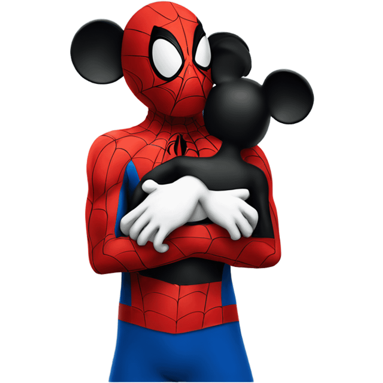  Spider-man hugging with mickey mouse emoji