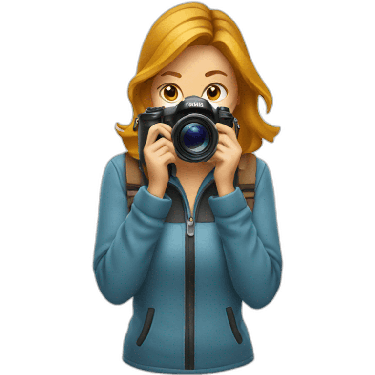 woman photographer camera covering face emoji