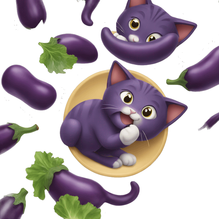 Cat eating eggplant emoji