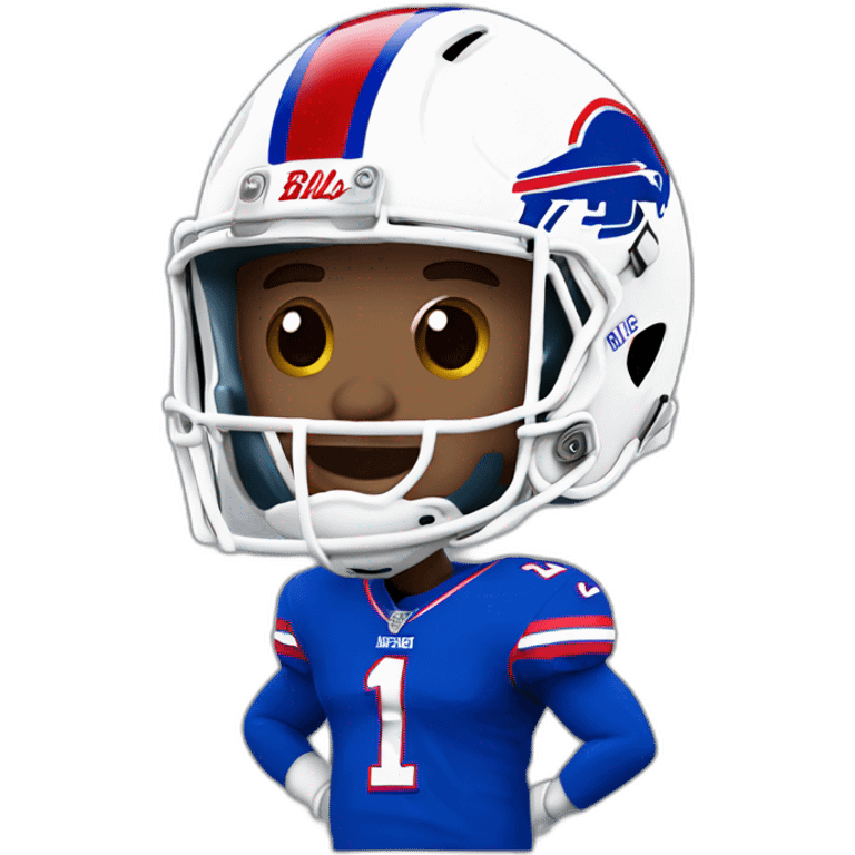 white josh allen in a bills jersey and helmet emoji