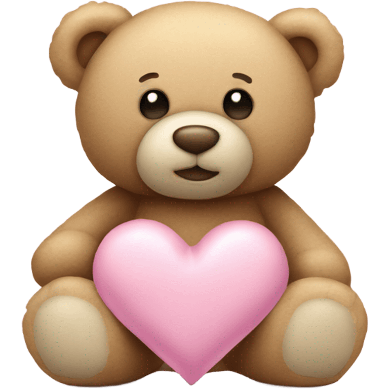 beige teddy bear and a pink pastel heart emoji