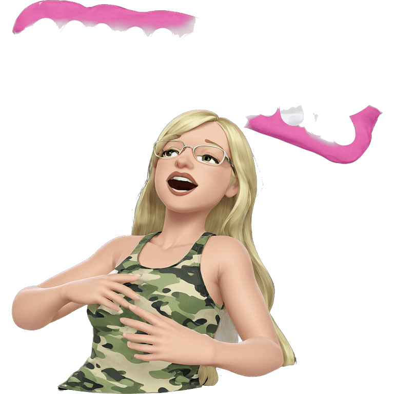 blonde girl singing in camouflage emoji