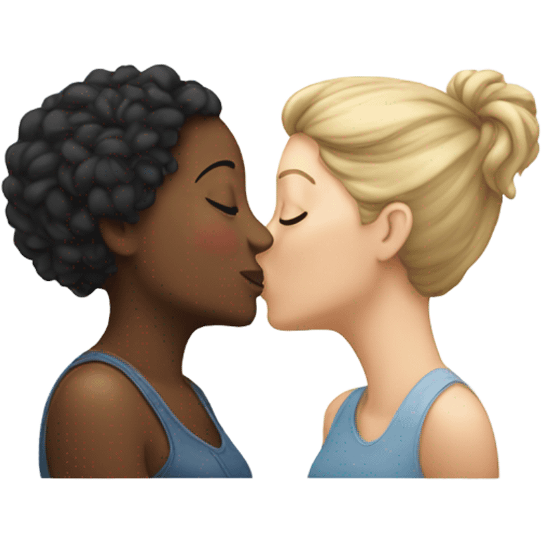 Lesbian couples kissing both are white emoji