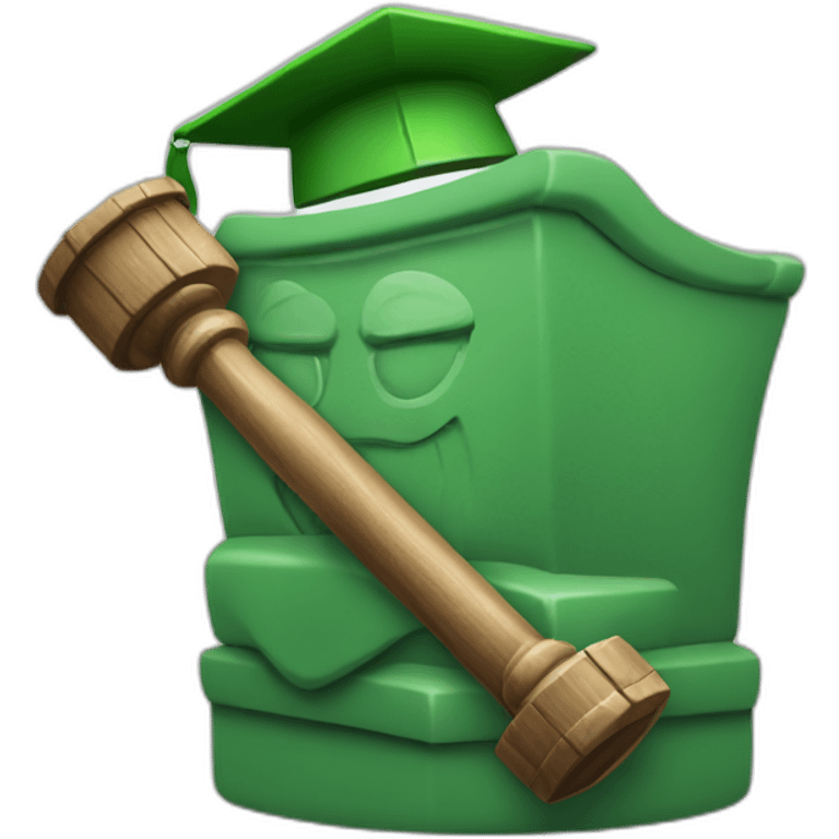 Green judge with hammer emoji