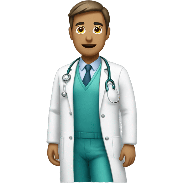 male doctor, no notable race, using 2 colors: #ff9800 and #32b5a5 emoji