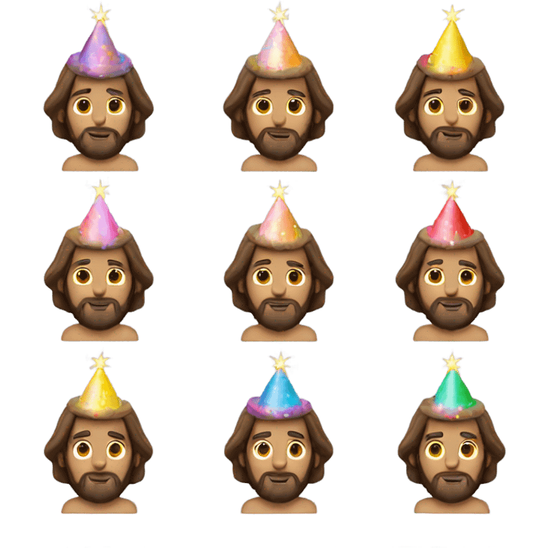 Jesus Christ wearing a birthday hat emoji