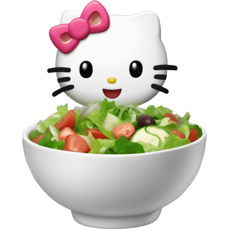 Hello kitty eating a bowl of salad emoji