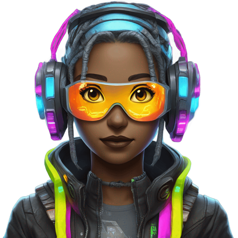 cyberpunk girl neon with scifi headset emoji