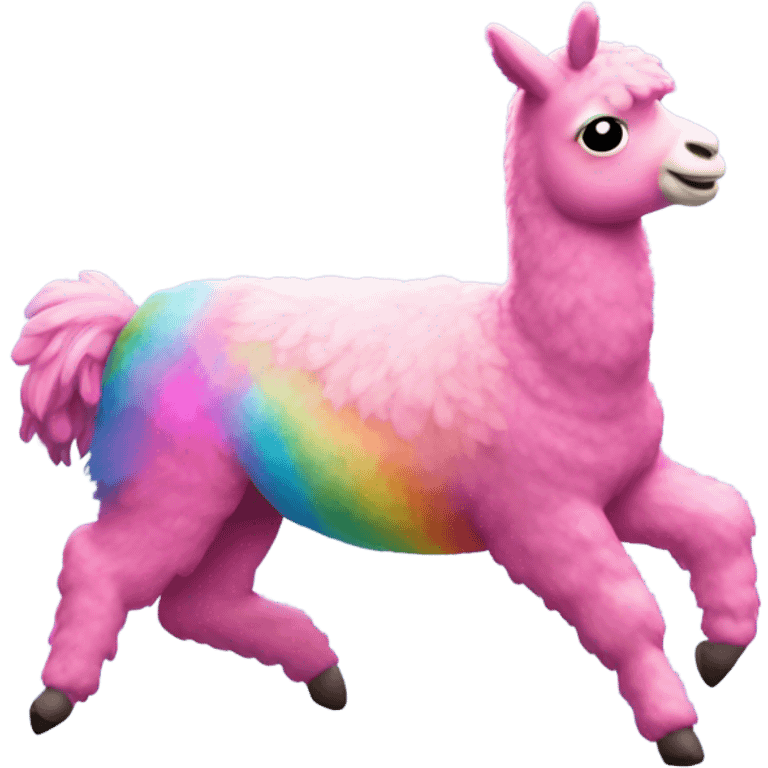 Pink llama jumping over a rainbow  emoji